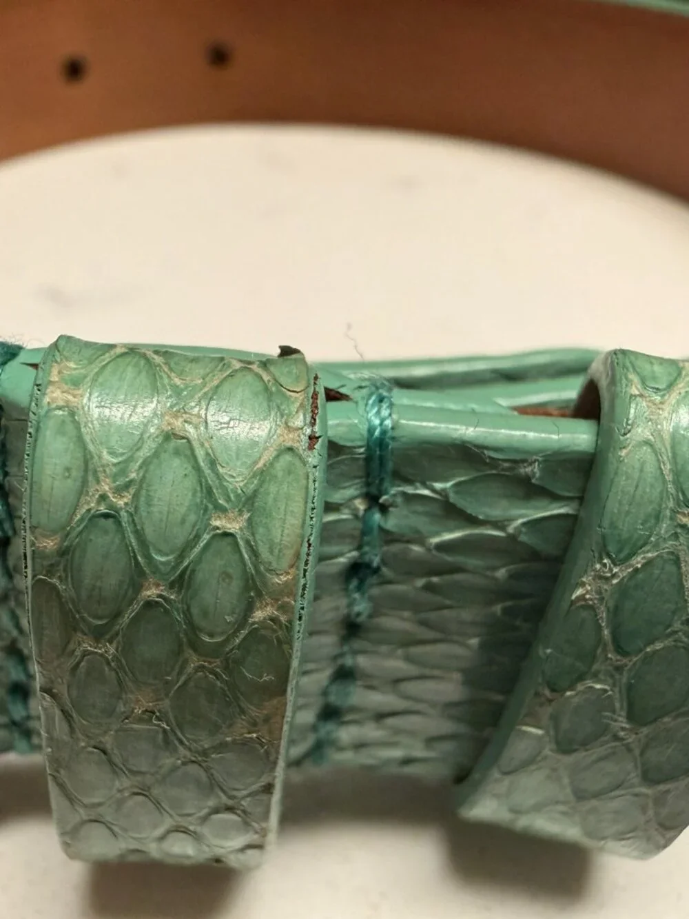 Rare Vintage Dolce & Gabbana Celadon Snakeskin Belt 105/42 + Gold Buckle